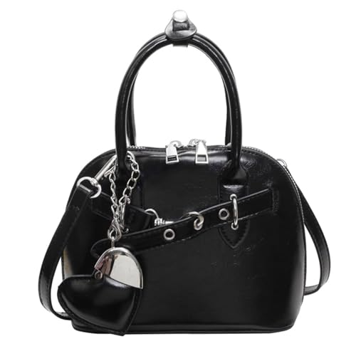Oxtxuzdm Elegante Umhängetasche aus PU-Kunststoff, Büro-Handtasche mit Herz-Anhänger und verstellbarem Riemen, Umhängetasche für den täglichen Gebrauch, Schwarz , One Size Oxtxuzdm Elegante Umhängetasche aus PU-Kunststoff, Büro-Handtasche mit Herz-Anhänger und verstellbarem Riemen, Umhängetasche für den täglichen Gebrauch, Schwarz , One Size von Oxtxuzdm