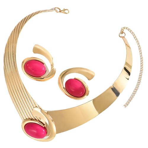 Oxtxuzdm Geometrisches Schmuck-Set, leicht, bequem, Accessoire, geometrische Halskette und Ohrringe für modische Outfits, einzigartiger geometrischer Schmuck für Damen, Einheitsgröße, Wie beschrieben von Oxtxuzdm
