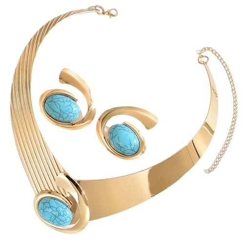 Oxtxuzdm Geometrisches Schmuck-Set, leicht, bequem, Accessoire, geometrische Halskette und Ohrringe für modische Outfits, einzigartiger geometrischer Schmuck für Damen, Einheitsgröße, Wie beschrieben von Oxtxuzdm