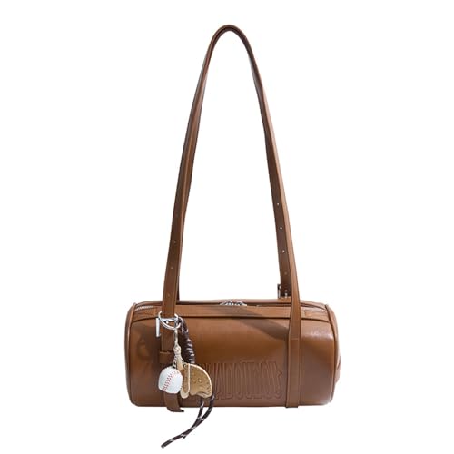 Oxtxuzdm Kreative Zylinderhandtasche Für Frauen 2025 Retro PU Leder Umhängetasche Mit Einzigartigem Design Winter Mode Bag Pu Leder Geldbeutel von Oxtxuzdm