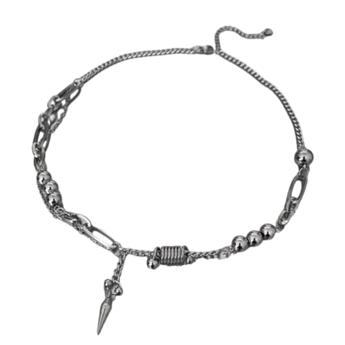 Oxtxuzdm Tragbare Halskette im Gothic-Stil, robuster Titan-Stahl, Nieten, Unisex, alltäglicher Schmuck, Accessoire mit sicherem Verschluss, stilvolle Gothic-Halskette von Oxtxuzdm