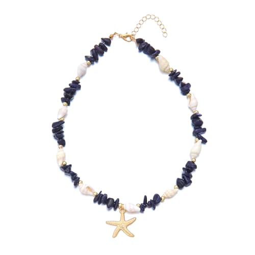 Oxtxuzdm Trendige Marine-Halskette, verstellbar, allergieresistent, Kette, Schotterstein, ideales Strand-Accessoire für Frauen, Legierung, Anhänger-Halskette, Einheitsgröße, Wie beschrieben, Wie von Oxtxuzdm