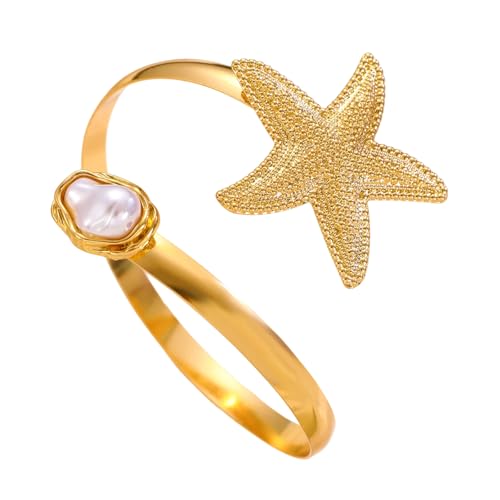 Oxtxuzdm Verstellbarer Armreif mit Seestern-Perlen, eleganter Küstenschmuck, leicht, für den täglichen Gebrauch, modisches Accessoire, einzigartiger Seestern-Schmuck von Oxtxuzdm