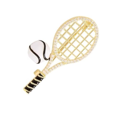 Stilvolle Tennis-Brosche aus Metall, leicht, sicherer Verschluss, ideal für aktive Lebensstile und trendige Outfits, vielseitige Tennisschläger-Brosche von Oxtxuzdm