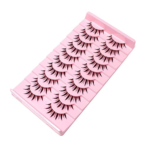 10 Paar Falsche Wimpern Natürlicher Look Wispy Faux Mink Lash Verbesserungen Erweiterungen Streifen Für Frauen Erweiterungen Nerzwimpern Wiederverwendbare Falsche Langlebige Fälschung von Oxxggkao