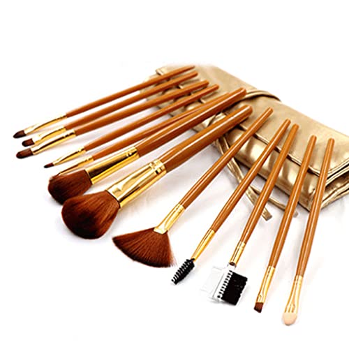 12pcs Make Up Bürsten Set Lidschatten Augenbrauenpulver Pinsel Mit PU Speicher Für Den Fall Für Gesichtsbewegungskosmetikwerkzeuge Make Up Pinsel Flach von Oxxggkao