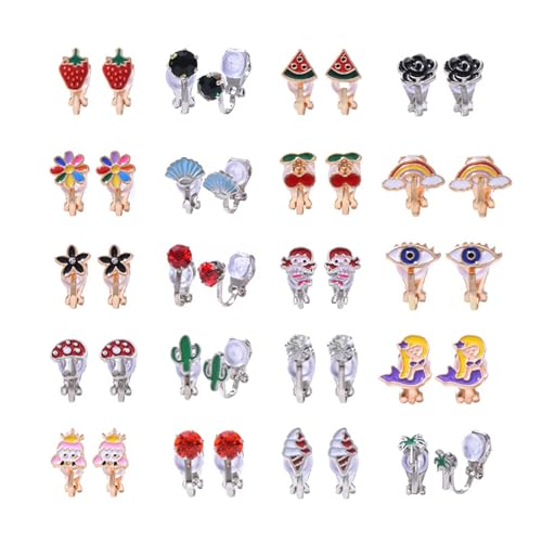 20 Paar Süße Regenbogenmädchen Blumen Fruchtohrringe Clip On Set Gemischte Farbschmerzen Nicht Perforierter Fruchtblumenohrringe 20 Paar Süße Regenbogenmädchen Blumen Fruchtohrringe Clip On Set Gemischte Farbschmerzen Nicht Perforierter Fruchtblumenohrringe von Oxxggkao
