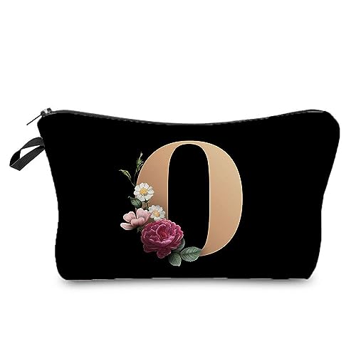 26-initials Flower Cosmetic Bag A Z Letter Make Up Tasche Frauen Reisen Mit Damen Geschenk Tragbare Schönheitstaschen Mode Aufbewahrung Handtasche Schutzschutz Organisatoren Beauty Bags von Oxxggkao