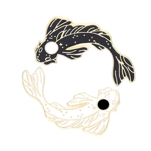 2pcs Elegante Emaille Lapel Pin Set Schwarz Weiß Kois Fischbroschen Für Kleidung Cartoon Pins Für Rucksäcke Kleidung Taschen Hutzubehör von Oxxggkao