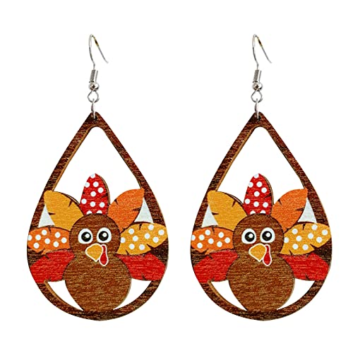 3 Styles Urlaub Ohrringe Wassertropfen Fußball Holz Dangle Thanksgiving Truthahn Anhängender Wassertropfen Ohrringe Für Frauen von Oxxggkao