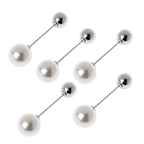 5 Stücke Exquisite Imitation Doppelperlen Broschen Schal Revers Pin Pullover Schalklamme Sicherheitsnadel Für Jacke Dekoration Anime Emaille Pins von Oxxggkao