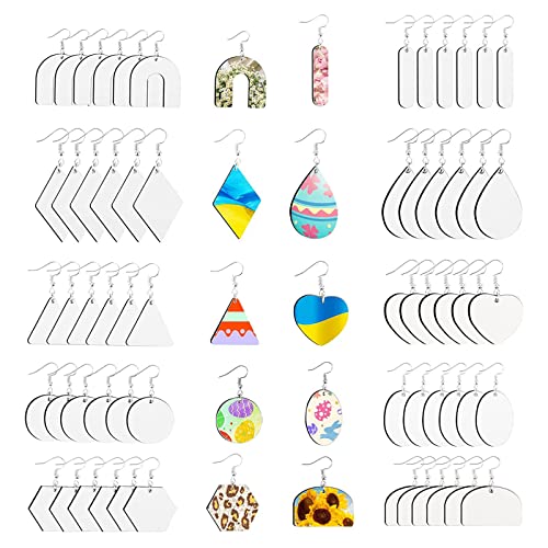 60pcs Sublimation Leere Ohrringe Unvollendeter Tränenhitze Übertragungs Ohrring Anhänger Mit Ohrring Haken Sprungring Craft Sublimation Druction Ohrringe von Oxxggkao