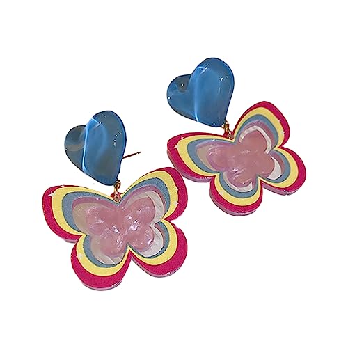 Acrylschmetterlingsohrringe Ohrringe Retro Hollow Color Loves Handgefertigtes Modeschmuck Geschenk Für Frauen Mädchen Farbe Loves Ohrringe von Oxxggkao