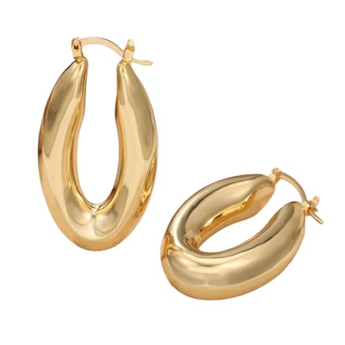 Breite Ohrringe Hohl Oval Einzigartige Ohrschmucke Metalltextur Geeignet Für Frauen Und Mädchen Modeaccessoires Büro Kleidung von Oxxggkao