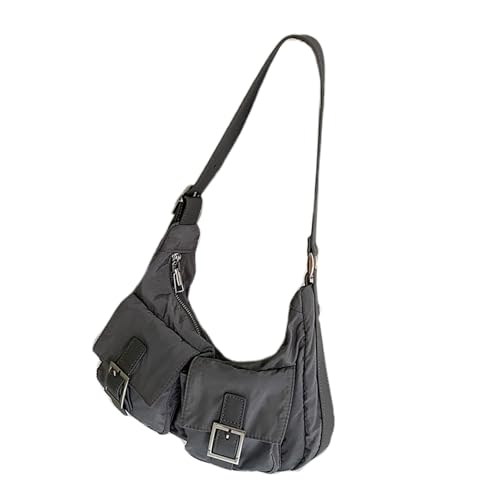 Damen-Umhängetasche, Nylon, Achselhöhle, koreanische Stile, modisch, ästhetische Handtaschen, Shopping, Dating, für den täglichen Gebrauch, Achselhöhle, Nylon-Handtasche, grau, One Size von Oxxggkao