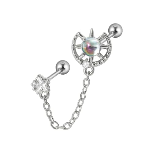 Edelstahl Ohrring Tragus Helixlappen Bolzenblume/Mond/Stern Frauen Girls Girls Mode Accessoire Leicht Zu Tragen von Oxxggkao