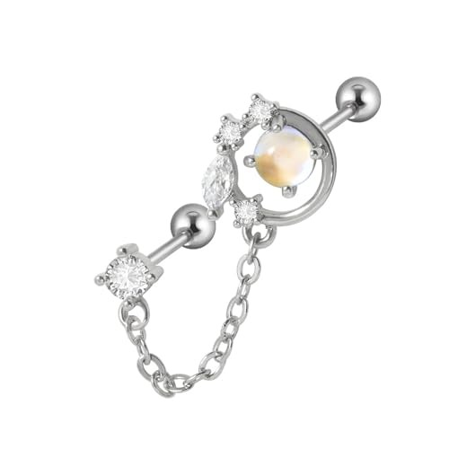 Edelstahl Ohrring Tragus Helixlappen Bolzenblume/Mond/Stern Frauen Girls Girls Mode Accessoire Leicht Zu Tragen von Oxxggkao