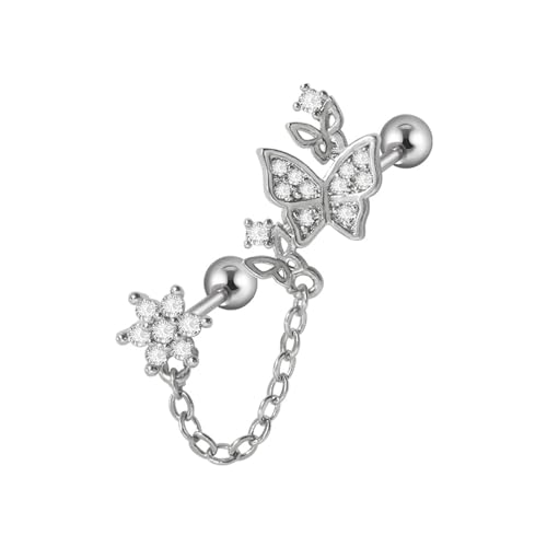 Edelstahl Ohrring Tragus Helixlappen Bolzenblume/Mond/Stern Frauen Girls Girls Mode Accessoire Leicht Zu Tragen von Oxxggkao