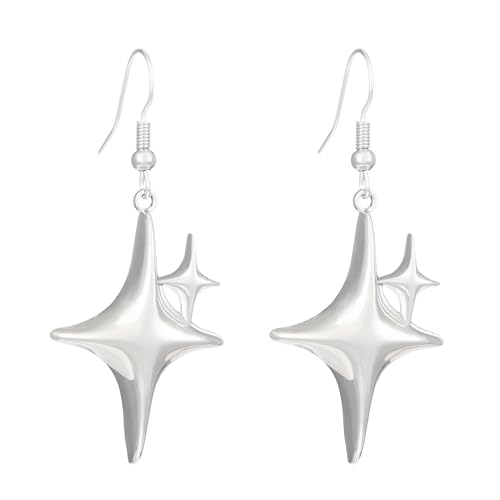 Elegante Metall Dangle Ohrringe Star/Herz/Kreuz Anhänger Ohrhörer Unisex Schmuck Mode Und Stilvolle Ohrzubehör Mode Forward Dangle Ohrringe von Oxxggkao