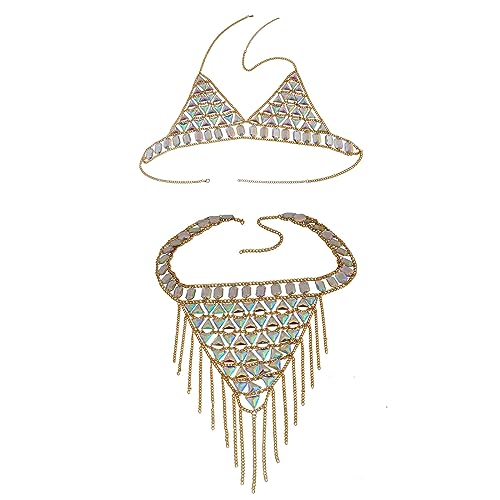 Oxxggkao Elegante Und Leichte Acrylkörperkette Für Frauen Kabelbaum Mehrschicht Kabelbaumnetz Bralette Halfter Crop Top von Oxxggkao