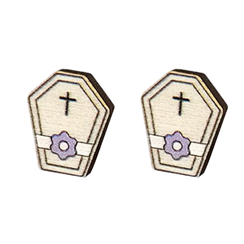 European Wood Ohr Studs Schädel Süßigkeiten Hexenhut Mond Fledermaus Ohrringe Retro Halloween Sarg Für Puppenohrrin Hexenhut Für Frauen von Oxxggkao