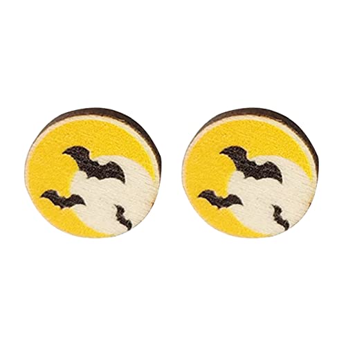 European Wood Ohr Studs Schädel Süßigkeiten Hexenhut Mond Fledermaus Ohrringe Retro Halloween Sarg Für Puppenohrrin Hexenhut Für Frauen von Oxxggkao