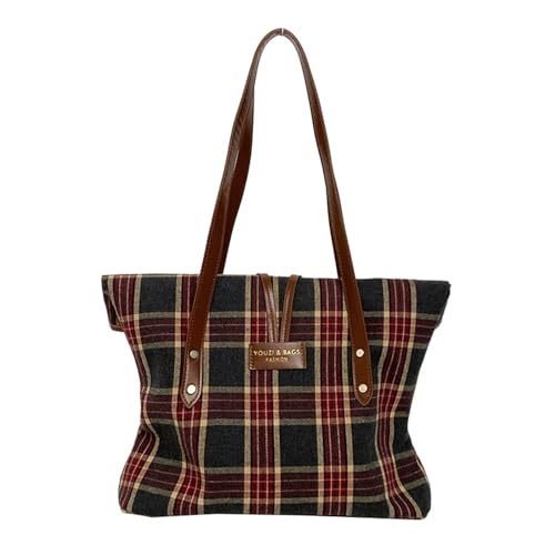 Frauen Tasche Plaids Achselhöhle Vintage Handtasche All Matching Achselstaber Großer Kapazität Schulter Shopping Dating Frauen Plaids Achselhöhlen Vintage Achselgröße Große Kapazität Schulter von Oxxggkao