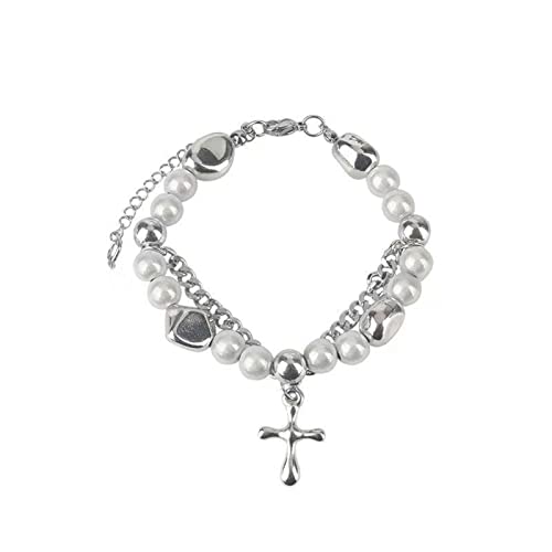 Gothic Armreif Schmuck Charme Einstellen Armband Dehnbares Handgefertigtes Kreuzstich Reflektierender Perlenarmarm Für Frauen Männer Süßes Und Kühle Kreuzstiche Reflektierende Perlenarmband Kristall von Oxxggkao