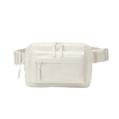 Gürteltasche für Damen und Herren, kleine Umhängetasche mit verstellbarem Riemen, wasserabweisend, Brusttasche, einfarbig, kleine Umhängetasche, trendiger Gürtel, Reisweiß, Einheitsgröße Gürteltasche für Damen und Herren, kleine Umhängetasche mit verstellbarem Riemen, wasserabweisend, Brusttasche, einfarbig, kleine Umhängetasche, trendiger Gürtel, Reisweiß, Einheitsgröße von Oxxggkao