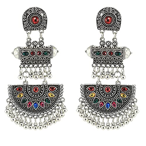 Gypsy Indian Dangle Ohrringe Retro Ethnische Mexiko Quasten Farbenfrohe Jhumka Für Frauen 2 Farbe Indianer Für Frauen Jhumka Silber Big Traditional Traditional von Oxxggkao