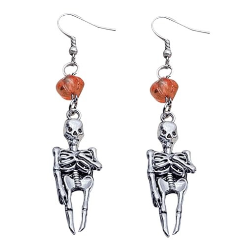 Halloween Schädel Dangler Ohrring Einzigartiger Skelett Pendellöhre Ohrringe Hip Hop Spiders Charme Ohrring Urlaub Schmuck Schädel von Oxxggkao