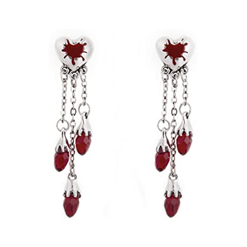 Herzkristall Punkohrohrschstenen Quastel Dangle Ohrringe Handgefertigt Halloween Drop Women Fashion Party Schmuck Quastel Dangle Einfach Spaß von Oxxggkao