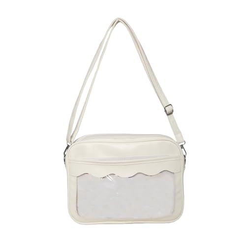Itabag Umhängetasche für Damen, japanischer Stil, modisch, PU-Leder, Kuriertasche, für Studenten, Schule, transparent, für Damen, PU-Leder, japanische Umhängetasche, Kuriertasche, weiß, One Size von Oxxggkao