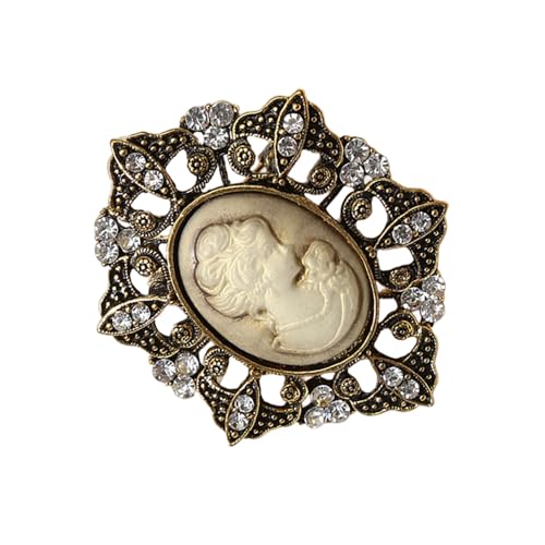 Klassische Cameo-Porträt-Brosche, Retro, filigranes Design, mit stabiler Legierung, Damenbekleidung, Accessoire zum Verschenken, klassische Damenmodeaccessoires, Einheitsgröße, Wie beschrieben von Oxxggkao