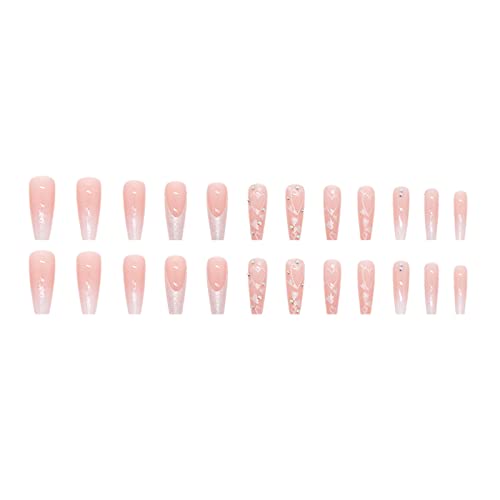 Künstliche Nägel zum Aufdrücken, vollständige Abdeckung, zum Aufkleben, Acryl, für Damen und Mädchen, Maniküre-Set, lange falsche auf volle Abdeckung, Acryl, 24 Stück von Oxxggkao