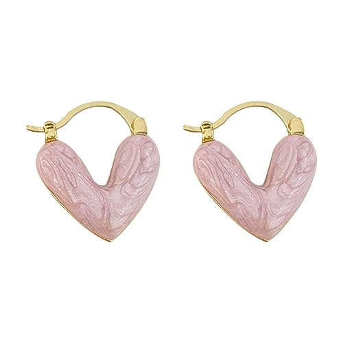 Love Heart Metal Ohrringe Oil Fallen Lassen Elegante Süße Tropfen Für Frauen Weibliche Mädchen Party Hochzeit Schmuck Schmuck Hoop Weiß Ästhetische Hoop Ohrring Drop Glasur Glasur von Oxxggkao