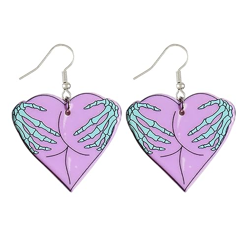 Lustige Herzschädel Hand Hangle Ohrringe Halloween Acryl Pendell Street Schmuck Fashion Drop Für Frauen Halloween Acryl Dangle Ohrringe von Oxxggkao