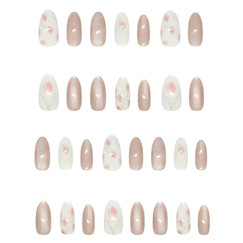 Mandelpresse Auf Nägeln Gefälschte Nägel Kleber Auf Nägeln Glitzer Künstlicher Acrylnägel 24pcs Stick Auf Nägeln Für Frauen Pressen Auf Nagel Sarg Mandel Französisch Press Auf Nagel von Oxxggkao