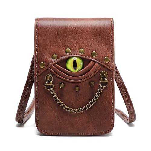 Mittelalterlicher PU Leder Crossbody Taillenbeutel Vintage Devil Eye Nietgürtel Beutel Seitenpack Für LARP Und Kostümparty Mittelalterlicher Gürtel von Oxxggkao