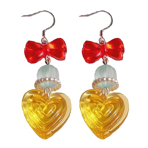 Mode Bowknot Dangle Ohrringe Vintage Acryl Drop Ohrring Einfacher Reifenparty Schmuck Zauber Ohrring Small Hoop Übertriebener Schmuck von Oxxggkao