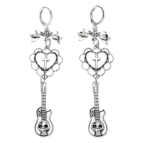 Mode Dangle Ohrringe Hoop Süßer Cooler Herz Bowknot Gitarre Anhänger Statement Schmuck Für Frauen Mädchen Drop Schmuckzubehör Party Party von Oxxggkao