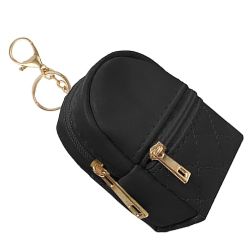 Modische kleine Kosmetiktasche für Damen, PU-Leder, Lippenstift-Halter und Karten-Organizer, tragbare Make-up-Tasche, PU-Leder-Lippenstift-Halter, Schwarz , Einheitsgröße von Oxxggkao