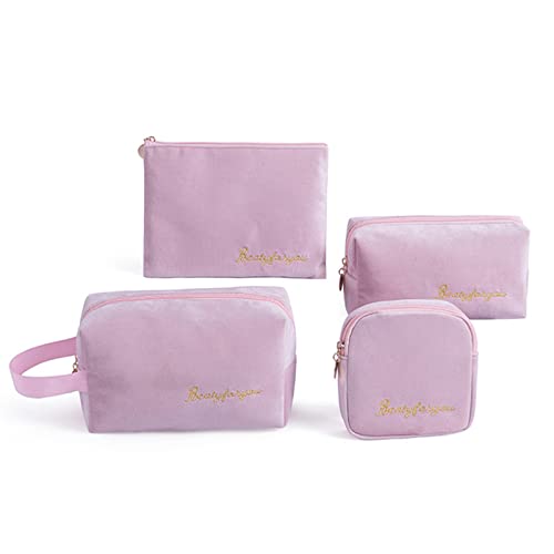 Multifunktionale Make-up-Tasche mit großem Fassungsvermögen, Reise-Kulturbeutel, Kosmetiktasche, einfarbig, Aufbewahrung, Oragenizer für Damen, Kosmetiktaschen für Damen, für Geldbörse, 4 Stück, a von Oxxggkao