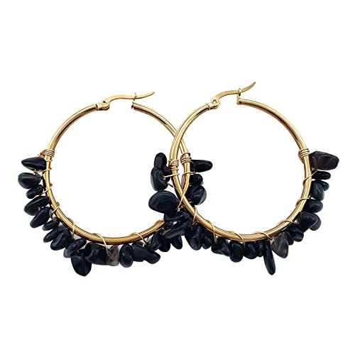 Natural Crystal Ohrringe Mode Schmuck Große Reifen Für Damen Mädchen Frauen Statement Large Hoop Ohrringe von Oxxggkao