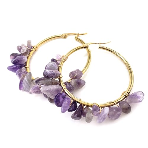 Natural Crystal Ohrringe Mode Schmuck Große Reifen Für Damen Mädchen Frauen Statement Large Hoop Ohrringe von Oxxggkao