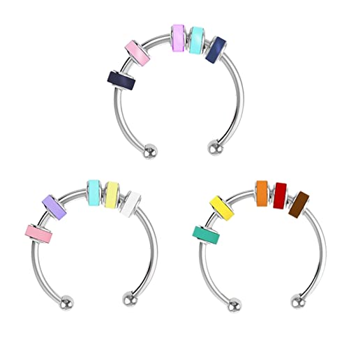 Oxxggkao 1/3pcs Farbenfrohe Perlenspinner Ringe Edelstahl Open Verstellbarer Figage Set Spannungslinderung Schmuck Zappel Ringe Für Männer Kinder Angst Teenager Jugendliche Einstellbar von Oxxggkao