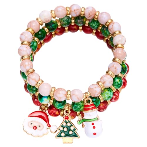 Oxxggkao 1 Set Stretch Handchain Trendy Farbenfrohe Armbänder Set Weihnachten Thema Perlen Armband Sets Ornament Geburtstagsgeschenke Verstellbare Länge Armreifen von Oxxggkao