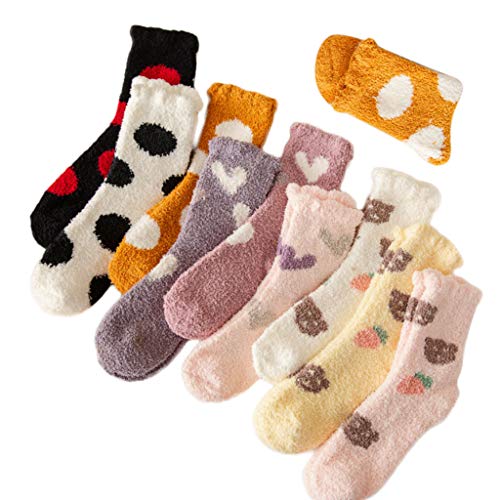 Oxxggkao 10 Paar Frauen Winter Mikrofaser Fuzzy Slipper Socken Warm Warm Schlafende Strumpfbeinkompressionssocken Für Frauenzirkulation von Oxxggkao