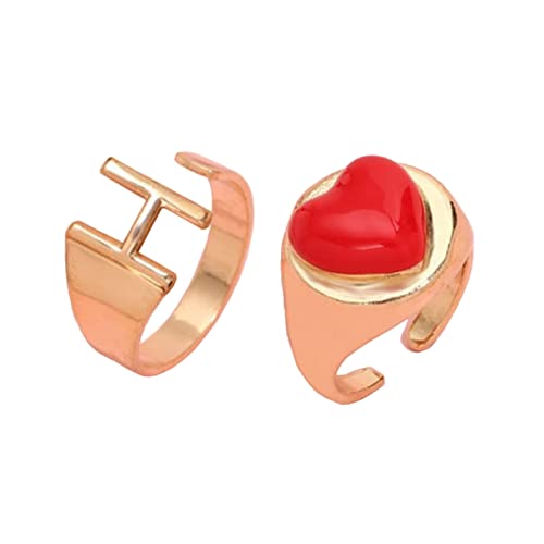 Oxxggkao 2 PCS Buchstaben Liebe Herzringe Für Frauen Mädchen Legierung Name Open Set Open Für Frauen von Oxxggkao