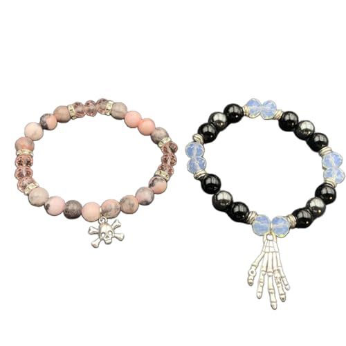 Oxxggkao 2pcs Magnetische Spinnen Armbänder Gegenseitige Attraktion Magnet Matching Armband Elastic Perlen Armreif Für Paare Männer Männer Matching Armbänder von Oxxggkao